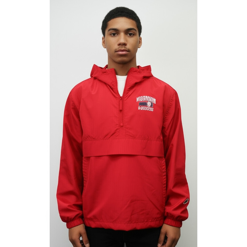 Champion Mens Red Wisconsin Badgers Windbreaker Hoodie Size S